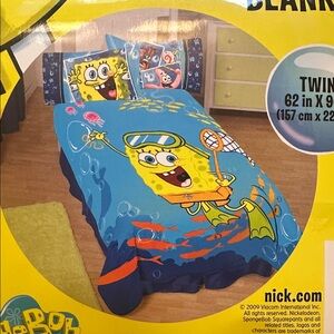 SPONGEBOB SQUAREPANTS FLEECE BLANKET KIDS TWIN 62” x 90” NEW